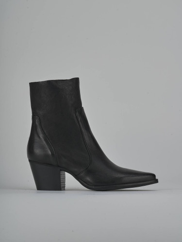Botines de tacón alto tacón 7 cm negro cuero