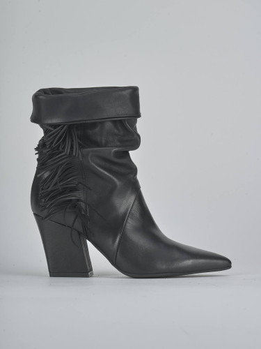 Botines de tacón alto tacón 8 cm negro cuero
