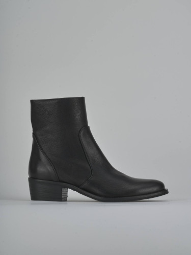 Botines de tacón bajo tacón 3 cm negro cuero