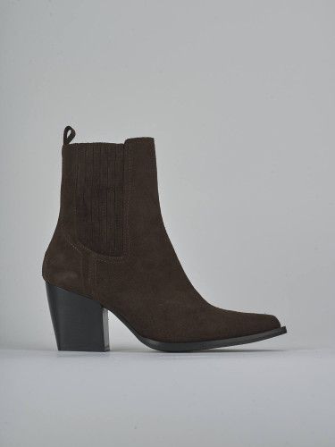 High heel ankle boots heel 8 cm dark brown suede