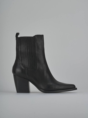 Botines de tacón alto tacón 8 cm negro cuero