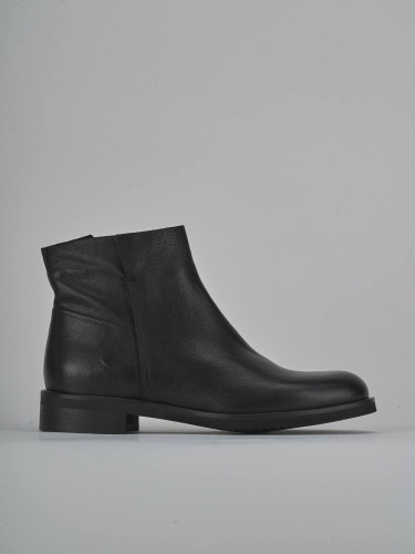 Botines de tacón bajo tacón 2 cm negro cuero