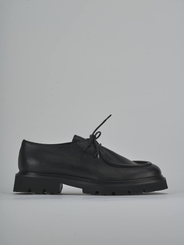 Zapatos de cordones tacón 3 cm negro cuero