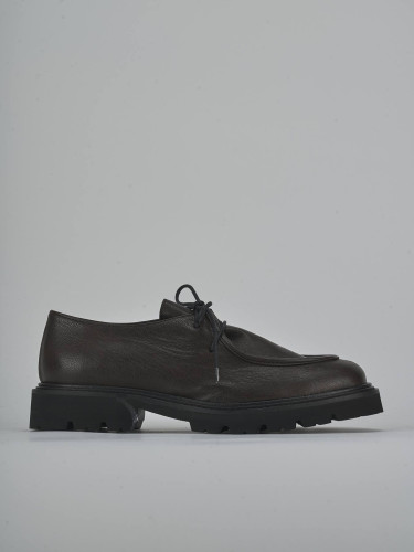 Zapatos de cordones tacón 3 cm marrón oscuro cuero