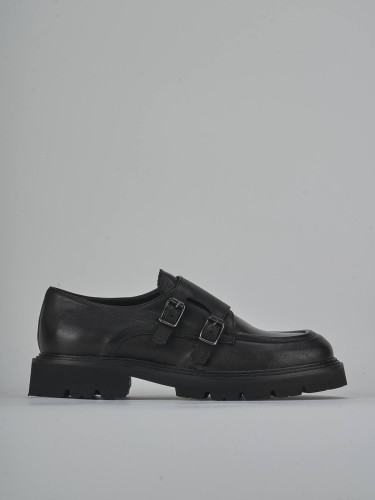 Zapatos de cordones tacón 3 cm negro cuero