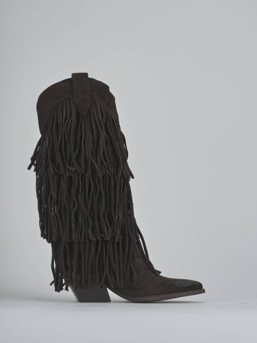 High heel boots heel 6 cm dark brown suede