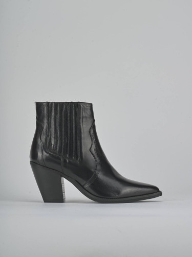 Botines de tacón alto tacón 9 cm negro cuero