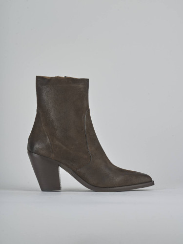 High heel ankle boots heel 9 cm dark brown suede