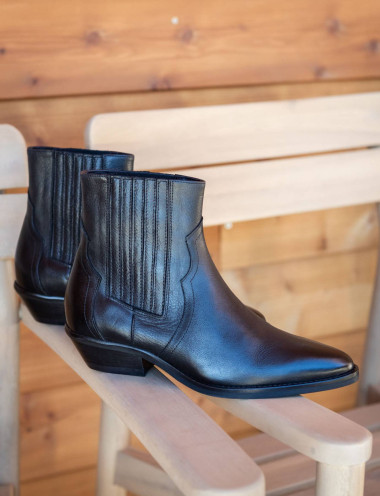 Stivaletti tacco 4cm pelle nero