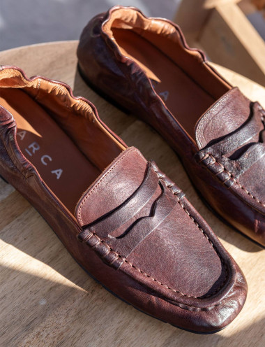 Loafers heel 2 cm dark brown leather