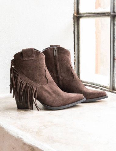 High heel ankle boots heel 8 cm dark brown suede