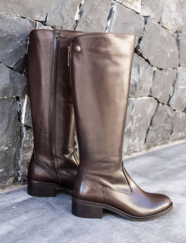 Stivali tacco 4cm pelle testa