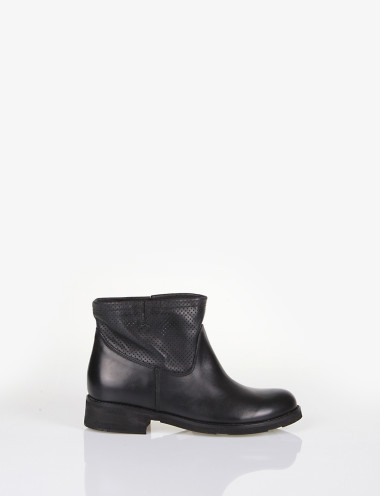 Low heel ankle boots heel 2 cm black leather