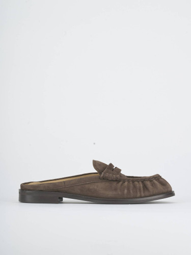 Sabot heel 1 cm dark brown suede