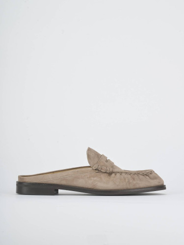 Sabot heel 1 cm beige suede