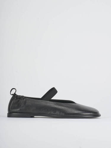 Flat shoes heel 1 cm black leather