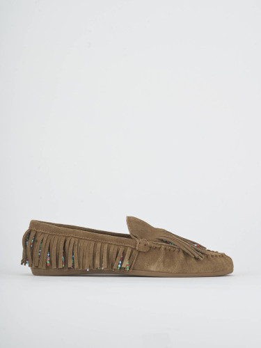 Mocasines tacón 2 cm beis ante