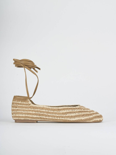 Ballerine tacco 1cm tessuto marrone