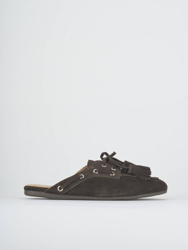 Sabot heel 1 cm dark brown suede