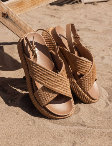 Sandali tacco 1cm pelle marrone