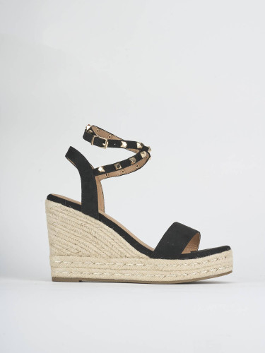 Alpargatas tacón 9 cm negro ante