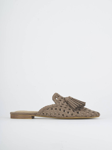 Sabot heel 1 cm beige suede