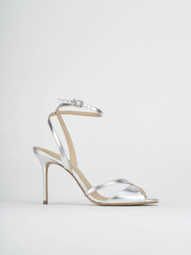 Sandali tacco 8cm laminato argento