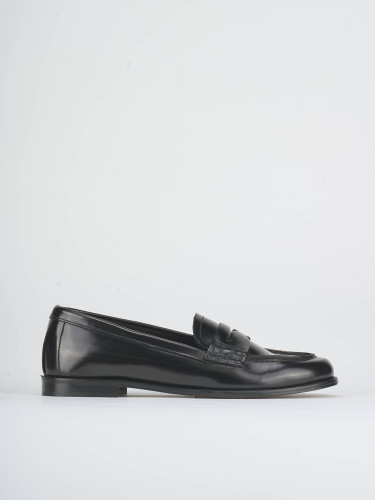 Mocasines tacón 1 cm negro cuero
