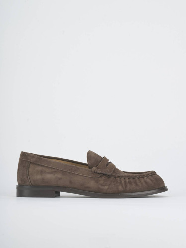 Mocasines tacón 1 cm marrón oscuro ante