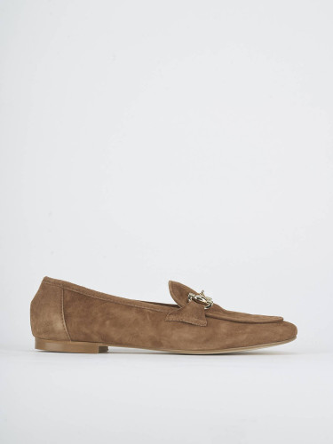 Loafers heel 1 cm brown suede