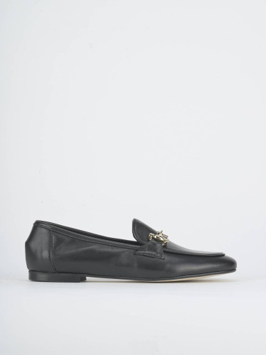 Mocasines tacón 1 cm negro cuero