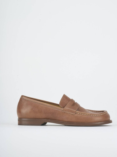 Mocasines tacón 1 cm marrón cuero