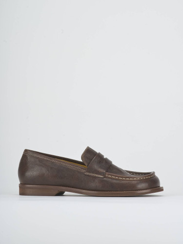 Mocasines tacón 1 cm marrón oscuro cuero