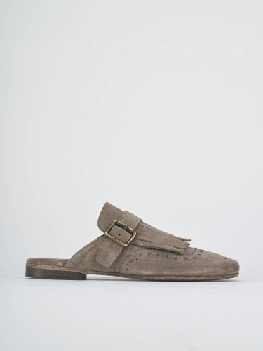 Sabot heel 1 cm beige suede