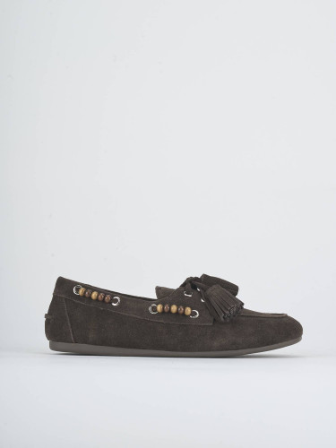 Mocasines tacón 1 cm marrón oscuro ante