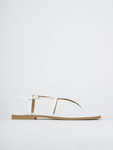 Low heel sandals heel 1 cm white leather