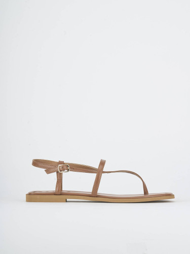 Sandali tacco 1cm pelle marrone