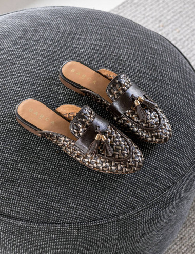Sabot heel 1 cm dark brown leather
