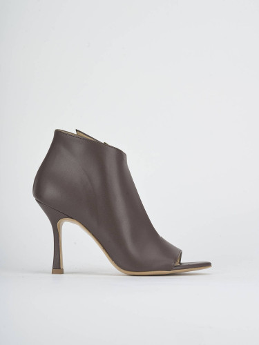 High heel sandals heel 9 cm dark brown leather