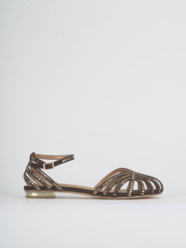 Sandali tacco 1cm camoscio testa