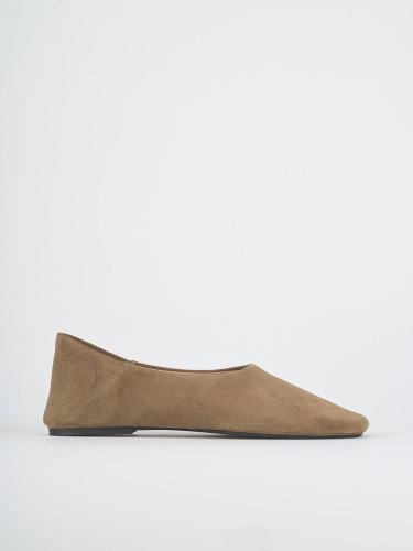 Flat shoes heel 1 cm beige suede