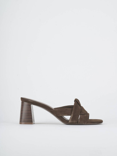 Ciabatte tacco 7cm camoscio testa