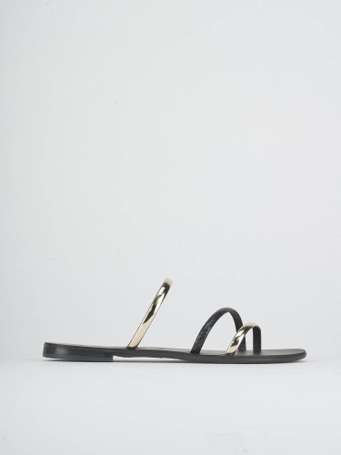 Mules tacón 1 cm negro cuero