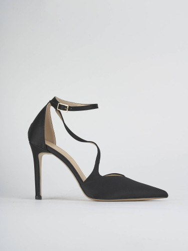 Pumps heel 10 cm black satin