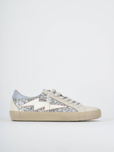 Sneakers heel 1 cm silver leather