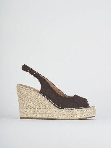 Alpargatas tacón 9 cm marrón oscuro ante