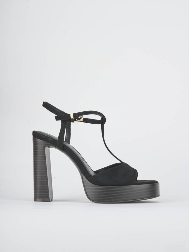 Sandali tacco 11cm camoscio nero