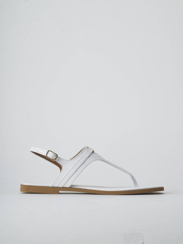Low heel sandals heel 1 cm white leather