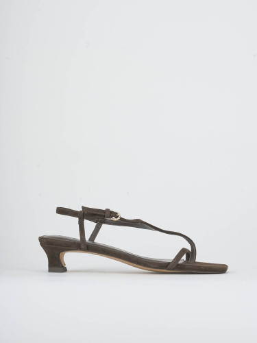 Sandali tacco 3cm camoscio testa