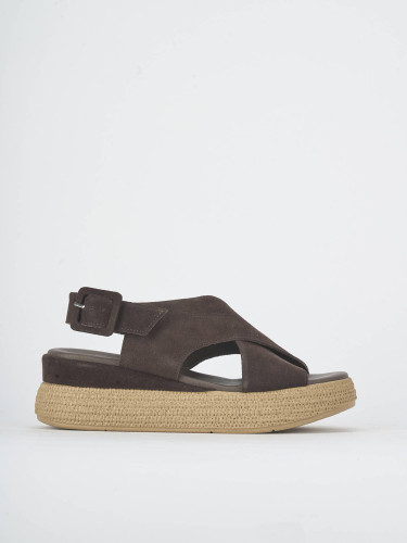 Wedge heels heel 6 cm dark brown suede